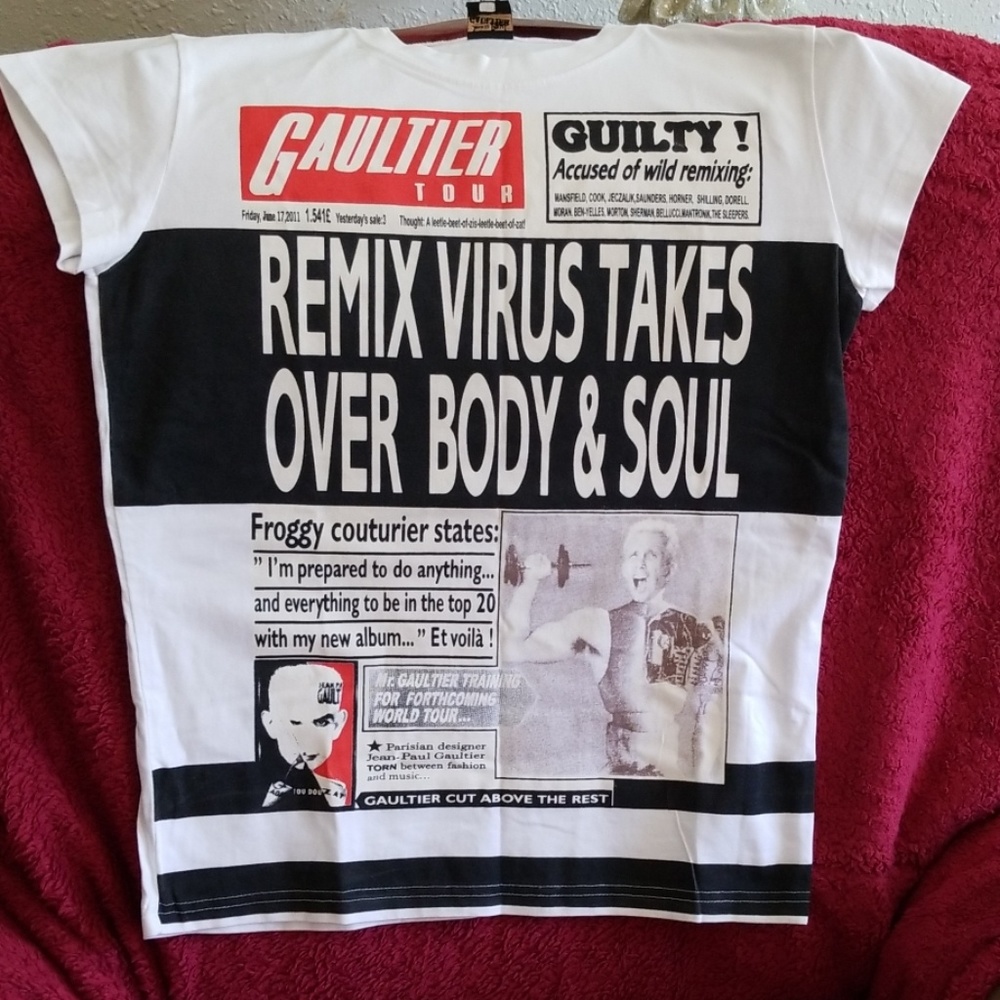 Rare Jean Paul Gaultier news print Tshirt